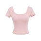 Fitness yoga wearing short sleeved T-shirt