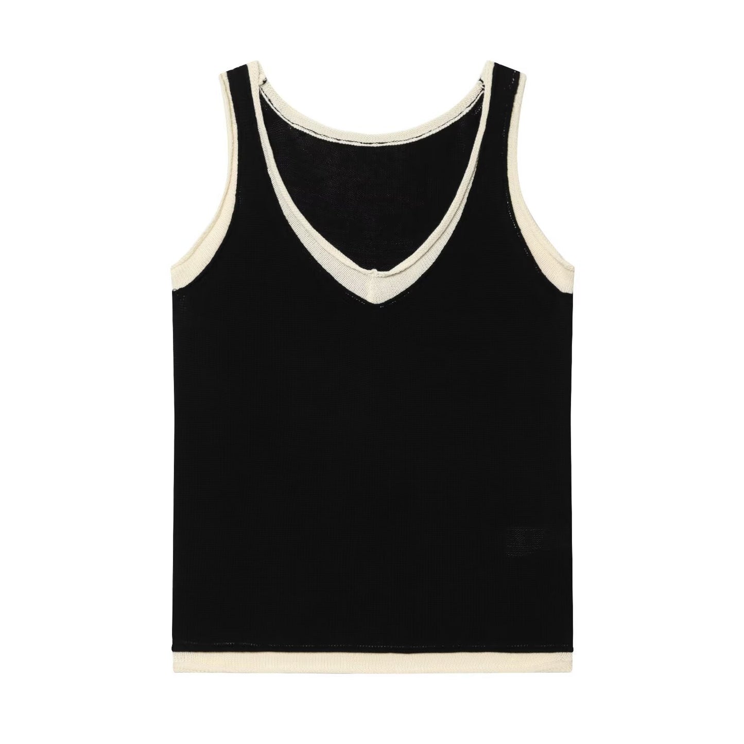 Two fake V-neck sleeveless tank tops with contrasting colors