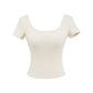 Fitness yoga wearing short sleeved T-shirt