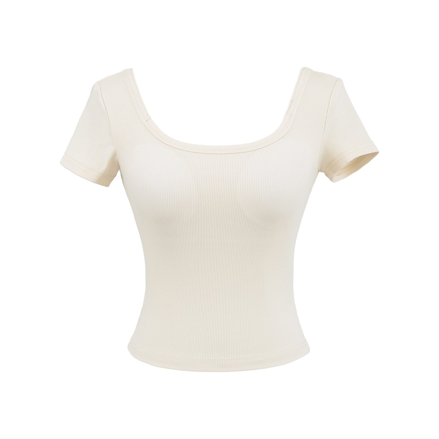 Fitness yoga wearing short sleeved T-shirt