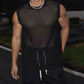 Sleeveless T-shirt fitness mesh camisole top