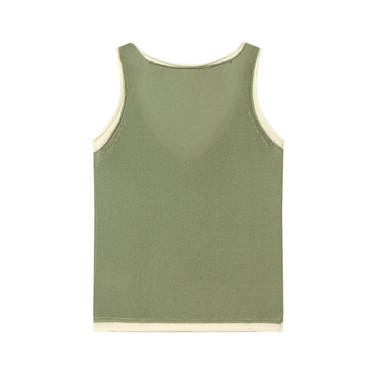 Two fake V-neck sleeveless tank tops with contrasting colors