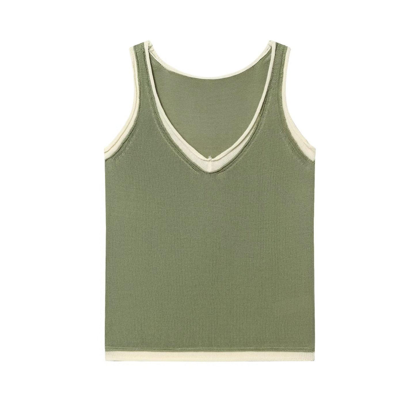 Two fake V-neck sleeveless tank tops with contrasting colors