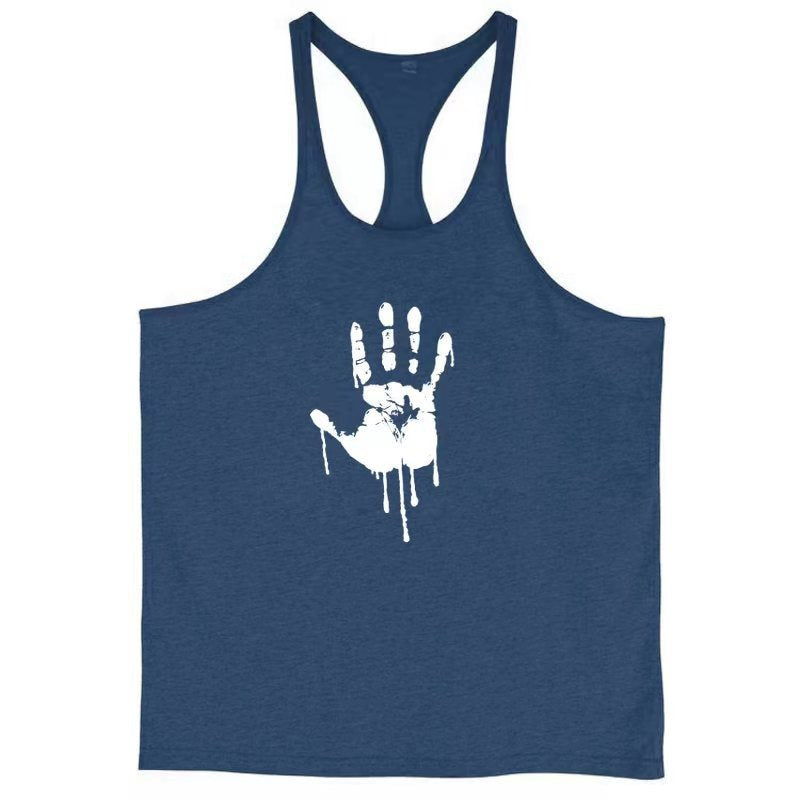 Fitness Tank Top Mens Sports Tank Top Summer Muscle Tank Top Cotton Sweat absorbing Embossed Thin Belt Tank Top
