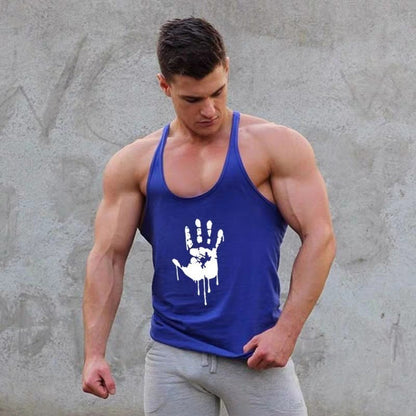 Fitness Tank Top Mens Sports Tank Top Summer Muscle Tank Top Cotton Sweat absorbing Embossed Thin Belt Tank Top
