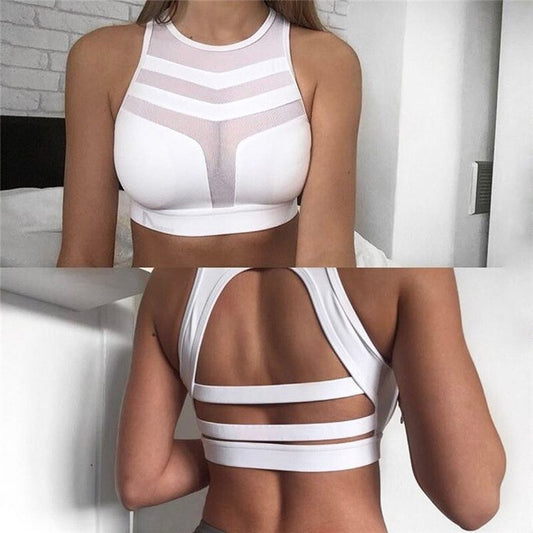 Women Sport Yoga Bra Workout Tank Tops Stretch Seamless Racerback Fitness Padded Solid Broadcloth Seamless Yoga shirt