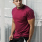 Plain T Shirt Men Casual Short Sleeve Muscle Joggers Bodybuilding Tshirt Male Gym Fitness Tops Tee Slim Fit Summer T-shirt