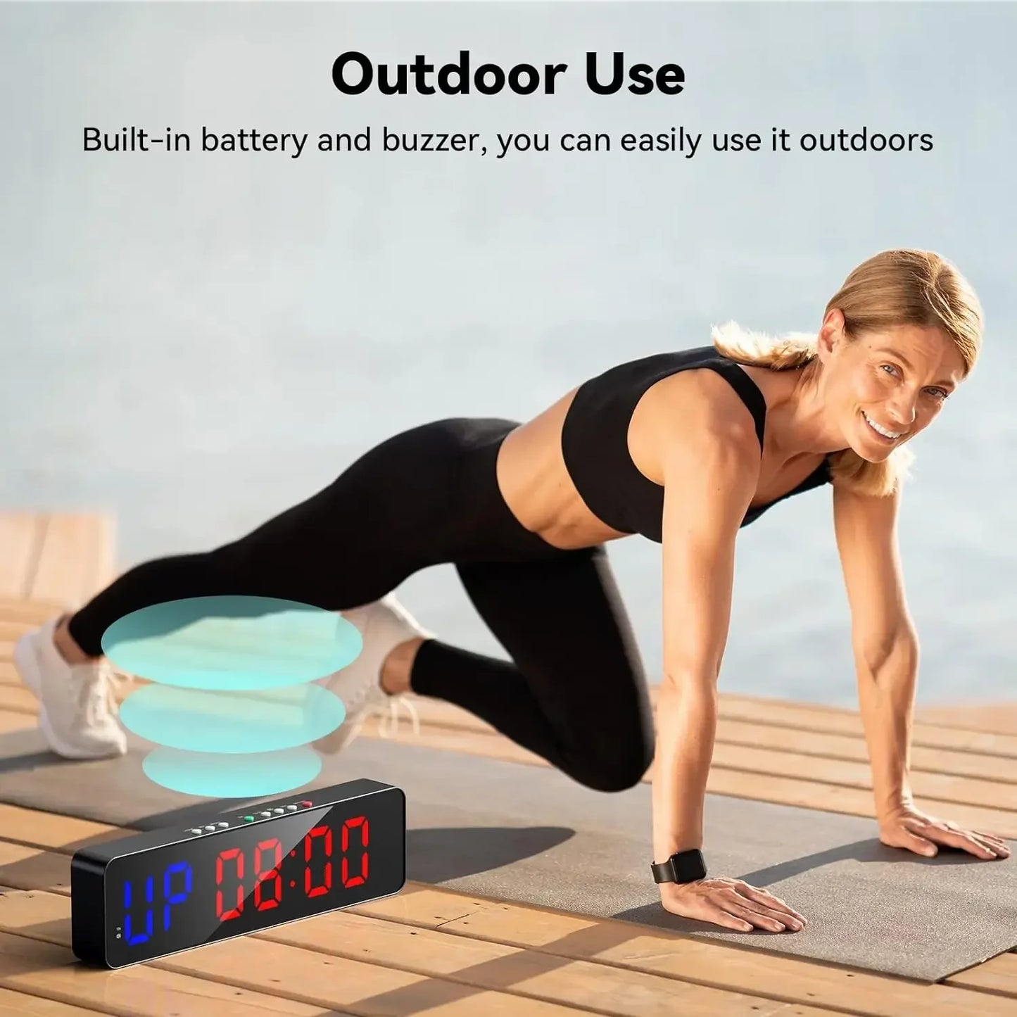 Remote Gym Timer 2 inch Ultra-Clear Interval Time Timers with LED Countdown/Up Wall Clock Battery Power Fitness Timer Stopwatch