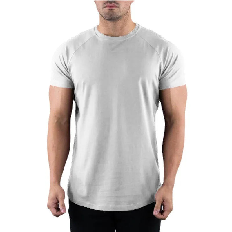 Plain T Shirt Men Casual Short Sleeve Muscle Joggers Bodybuilding Tshirt Male Gym Fitness Tops Tee Slim Fit Summer T-shirt
