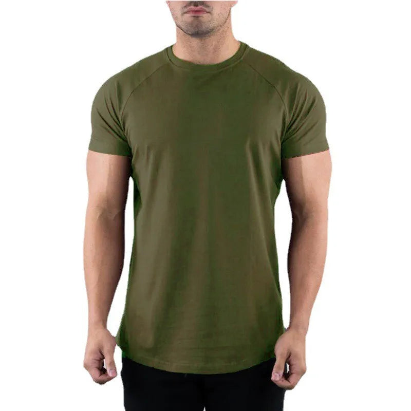 Plain T Shirt Men Casual Short Sleeve Muscle Joggers Bodybuilding Tshirt Male Gym Fitness Tops Tee Slim Fit Summer T-shirt