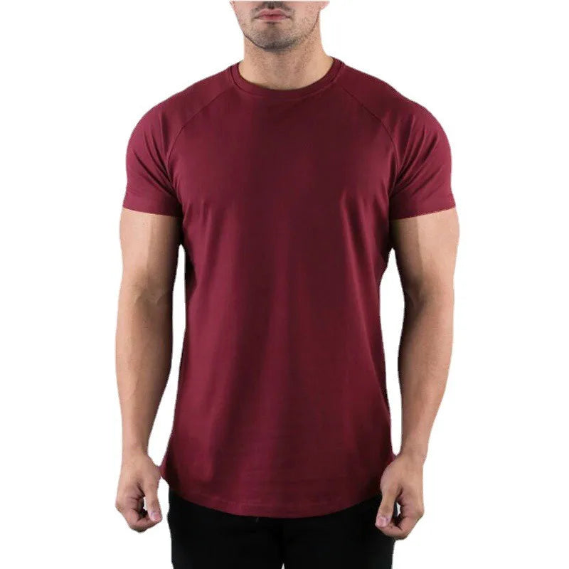 Plain T Shirt Men Casual Short Sleeve Muscle Joggers Bodybuilding Tshirt Male Gym Fitness Tops Tee Slim Fit Summer T-shirt