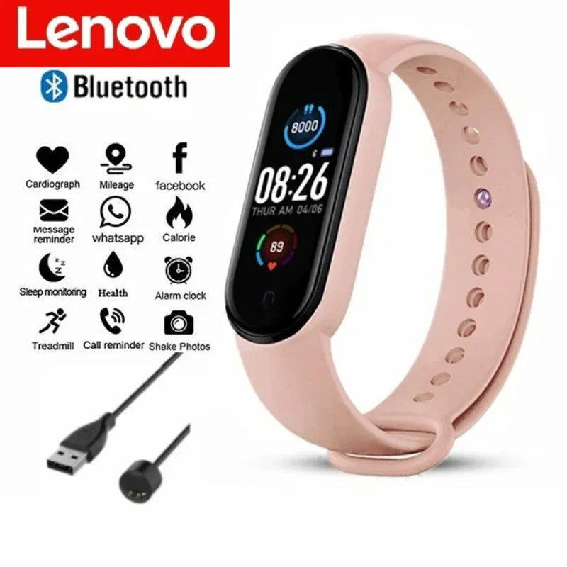 Lenovo Smart band Watch Movement Step count Bluetooth Synchronous Phone Information Waterwroof Smartwatch For Men Women Student