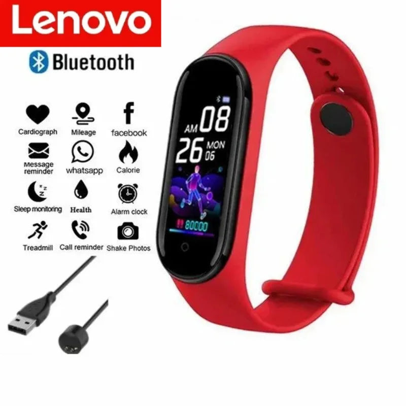 Lenovo Smart band Watch Movement Step count Bluetooth Synchronous Phone Information Waterwroof Smartwatch For Men Women Student