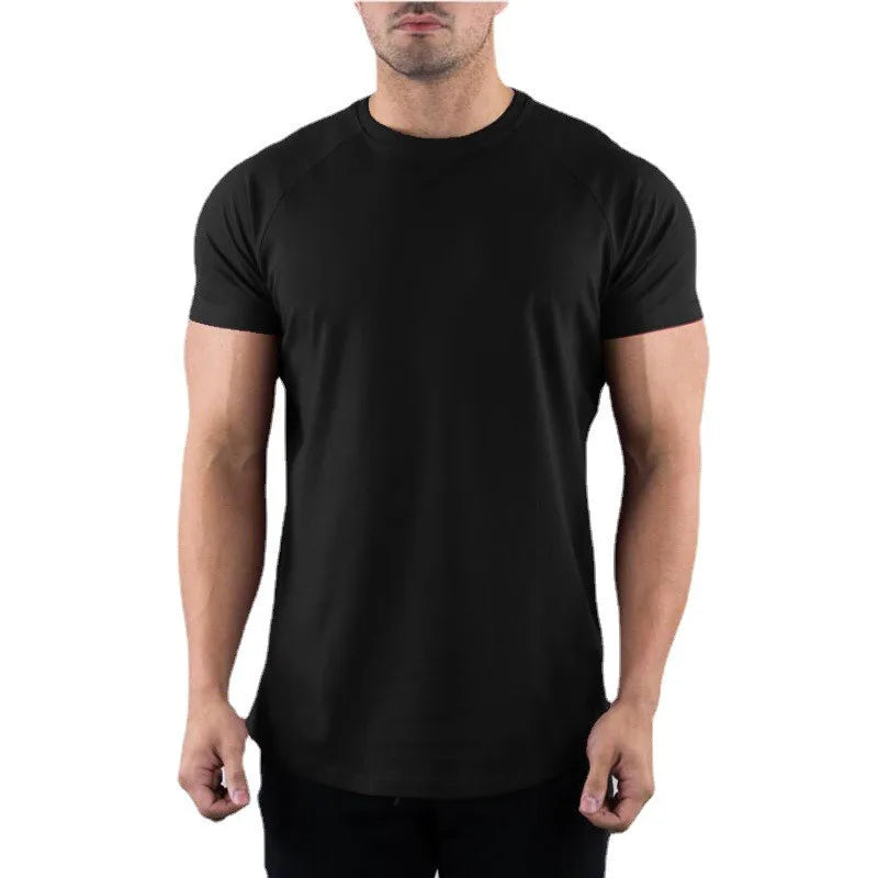 Plain T Shirt Men Casual Short Sleeve Muscle Joggers Bodybuilding Tshirt Male Gym Fitness Tops Tee Slim Fit Summer T-shirt