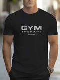 GYM THERAPY Men's Workout T-Shirt GYMISH Fitness Short Sleeve Tee Gym Training Casual Cotton T Shirt For Men Bodybuilding Sports
